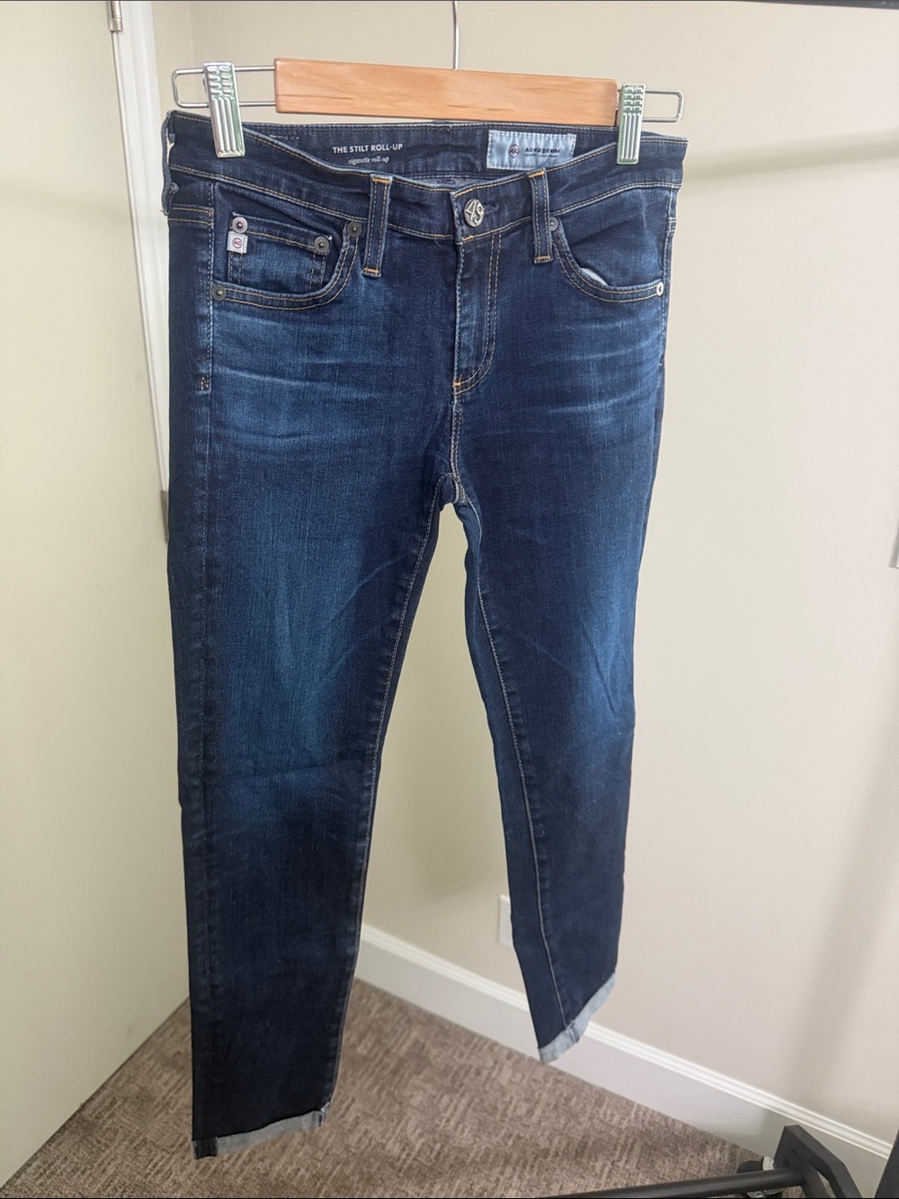 AG-ED Skinny Jeans - Dark Indigo Wash - The stilt Roll-Up